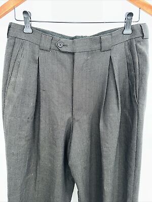 Giorgio Armani Wool Pleated Front Straight Leg Pants Gray 38 Giorgio Armani Wool Pleated Front Straight Leg Pants Gray 38