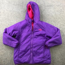 The North Face Jacket Girls Large Purple Pink Reversible Fleece Windbreaker Zip