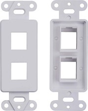 10 Pcs - 2 Port Decoration Wall Plate Keystone Insert 2 Gang White WallPlate