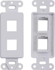 100 Pcs - 2 Port Decora Wall Plate Keystone Insert 2 Gang Jack White WallPlate