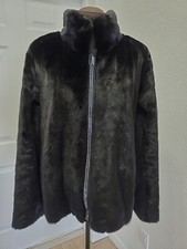 Mink Real Fur Jacket Coat Black Swarovsky Sz 10 12 L