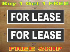 White on Black FOR LEASE 6"x24" REAL ESTATE RIDER SIGNS Buy 1 Get 1 FREE 2 Sided