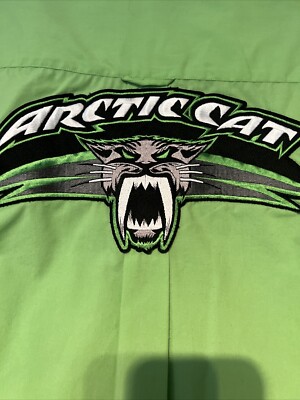 ARCTIC CAT SNOWMOBILE TEAM RACING SHIRT W/ LOGOS GROWLING HEAD Short Sl. Men LG.