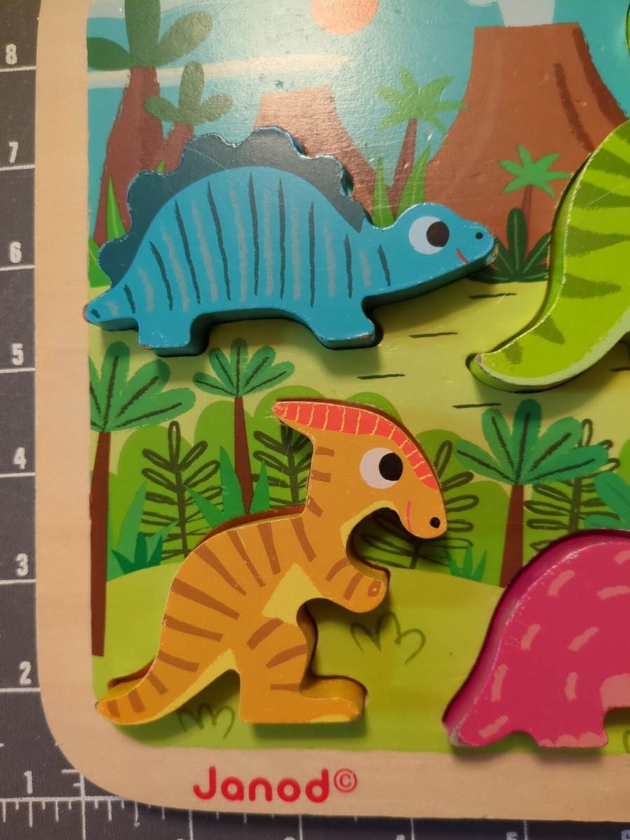 Used wood puzzle Vintage Early Learning Janod Dinosaur T Rex