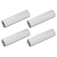 M8x1.25mm Coupling Nut, 4Pcs 304 Stainless Steel Hex Coupling Nut 50mm, Silver