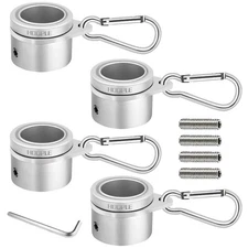 4 Pack Silver Flag Pole Rings, 0.75-1 Inch, 360 Rotating, Anti-Wrap, Aluminum
