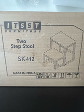 DIY Two Step Black Stool SK 402 W/ Metal Frame  Wood Steps - ITSST - New