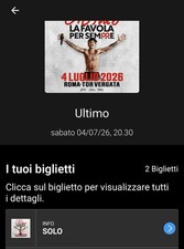 2 BIGLIETTI CONCERTO Di ULTIMO a Tor vergata Pit 4 Solo