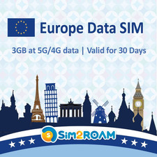 Europe Data SIM Card Prepaid 3GB 30 Days 5G/4G/LTD High Speed Data - France, U