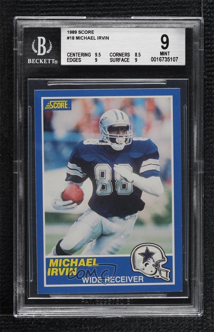 1989 Score Michael Irvin #18 BGS 9 MINT Rookie RC HOF 0q3