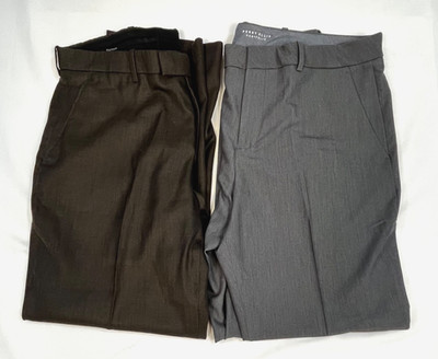 Lot of 2 Perry Ellis Mens Size 34x29 Dress Pants Portfolio Career Gray Brown