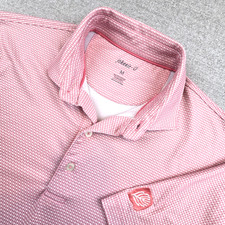 Johnnie-O Performance Pink Golf Polo All Over Print Surfer Resort Men's Medium