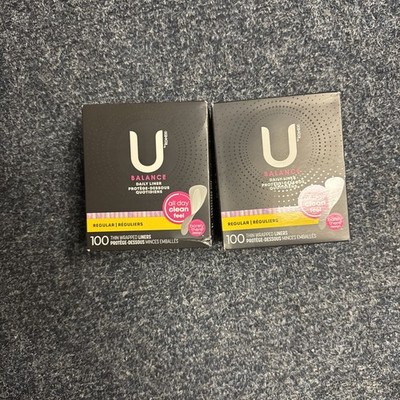 2 - U by Kotex Balance Regular Thin Panty Liners Individually Wrapped 100 PerBox