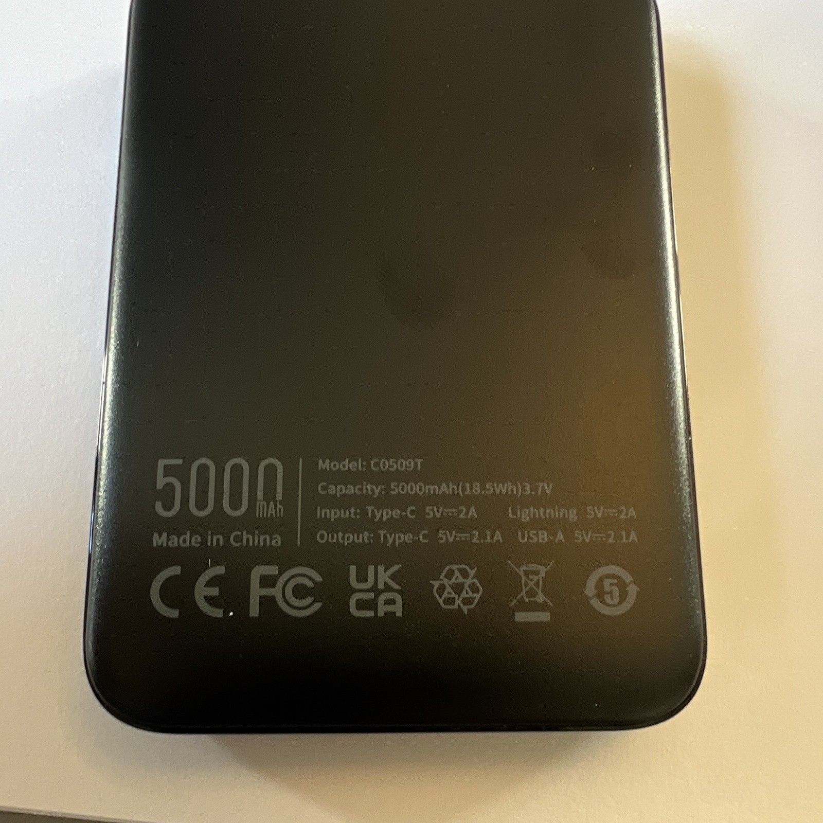 OKZU 5000mAh Power Bank Black USB-C/Lightning/USB-A 2.1A C0509T image 8