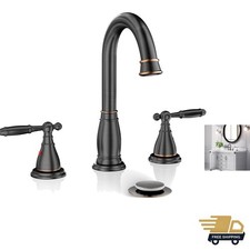 2-Handle 8 Inch 3 Hole Oil Rubbed Bronze Widespread Bathroom Faucets, with Va...