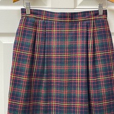 Vintage 80's Leslie Fay Women's Sz 10 Red Tartan Plaid Zip Pencil Skirt