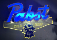 PABST BLUE RIBBON COLD BEER LOGO LIGHTED SIGN BAR MANCAVE ADVERTISING DISPLY VTG