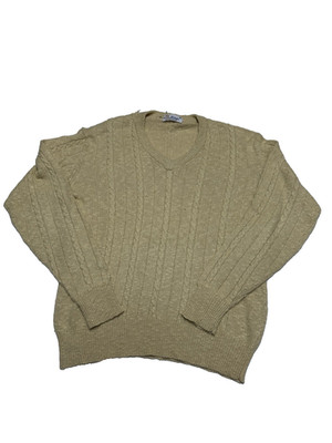 Vintage Pringle of Scotland Sweater 40 Pastel Yellow  Cotton & Linen Damaged