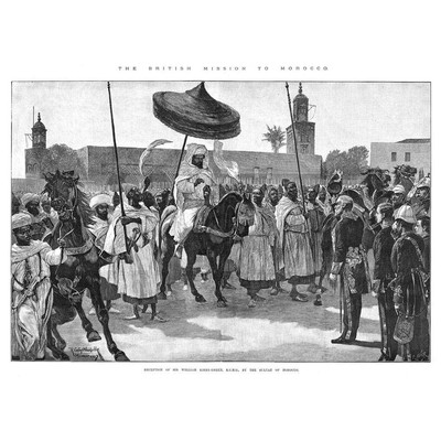 British Mission; William Kirby - Green & Sultan of Morocco - Antique Print 1887