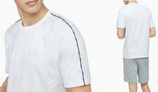 Calvin Klein Performance Men's Athletic Tape Short Sleeve Shirt White Small NWT