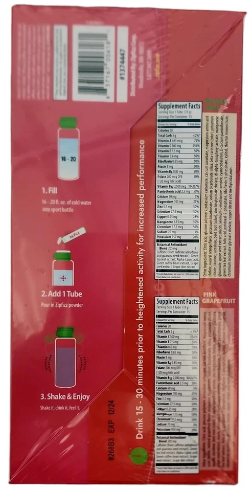 Mezcla de bebidas energéticas saludables Zipfizz, refresco naranja y pomelo rosa (30 unidades) Foto 2 de 3