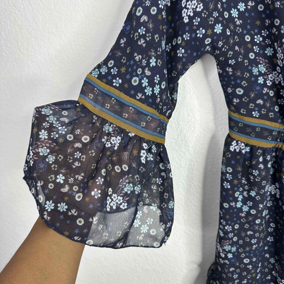 Vestido Chelsea y Violeta Para Mujer XS Azul Floral Cintura Imperio Caprichoso Fairycore Foto 3 de 4