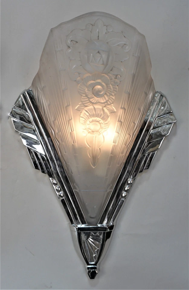 HETTIER & VINCENT: par de apliques de pared franceses 1930 art deco luces Baccarat 1925 Foto 2 de 4