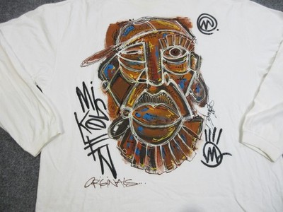 Miskeen Originals Hand Painted Shirt Mens 2XL White Graphic