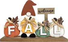 Fall Decorations for Home Thanksgiving Decor Wooden Gnome Sign 