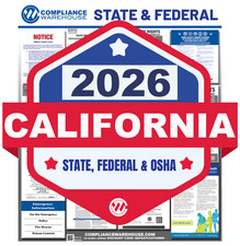 2026 California CA State/Fed Labor Law All In1 Compliance Poster Paper/Laminated