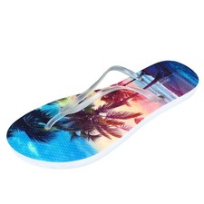 Old Navy Womens Size 9 Multicolor Palm Tree Flip Flop Sandals Casual Beach
