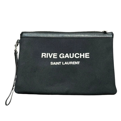 Yves Saint Laurent Rive Gauche Clutch Bag 581369 Canvas / Leather Black #WPB017