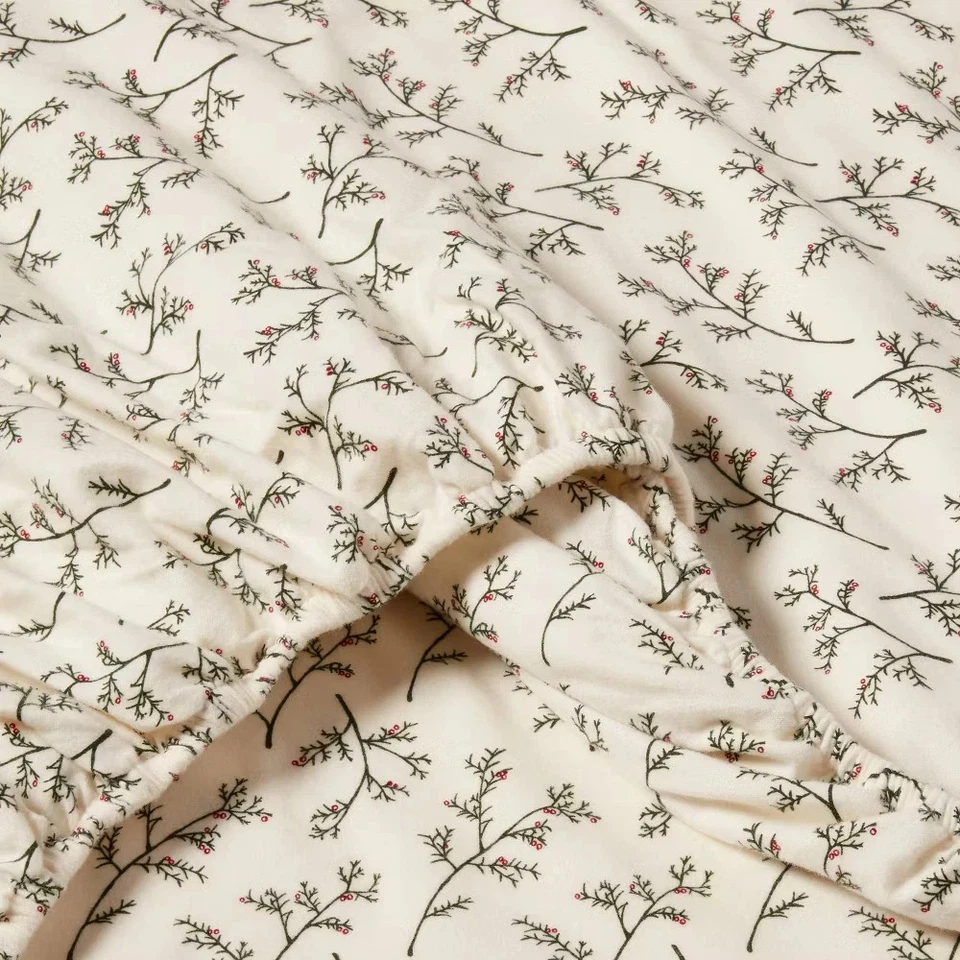 King Holiday Flannel Sheet Set Holly - Threshold - Image 3 of 3