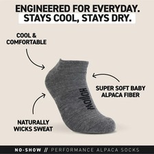 New Hollow Alpaca No-Show Socks Grey X-Large Men 13-15