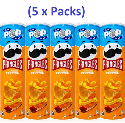 Pringles Paprika Potato Chips 165g Flavorful Savory Crunchy Crisps (Pack Of 5)