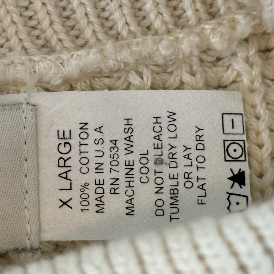 Suéter Pescador Orvis Vintage Años 90 XL Grueso Blanco Marfil Algodón Tejido Foto 4 de 4