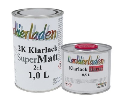 SET 2K Super Matt 2:1 Klarlack inkl. Härter normal 1,5 L | Klarlack 1,0 L Härter