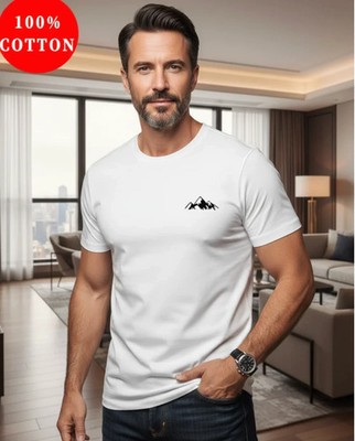 Handmade T-Shirt - Mountain Logo Embroidered - 100% Cotton - Unisex