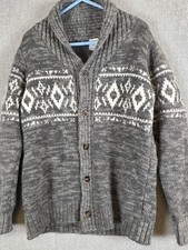 Carters Boys 7 Gray Fair Isle Nordic Button Cardigan Sweater Wool Grandpa Dad