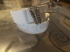 white leather belt Chrome Hearts White cross patches Punk Gothic Rock Size 36