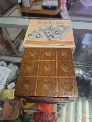 Vintage  Deluxe Wooden Tic Tac Toe Game Complete In Box