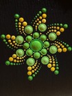 ACEO Original Dot Art Mandala Painting | Green| Yellow | Hand Painted Art Card — photo 2