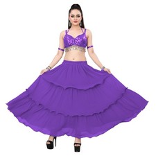 Chiffon 3 Layer Belly Dance skirt for WOMEN tribal Dance Full flair skirt for C3