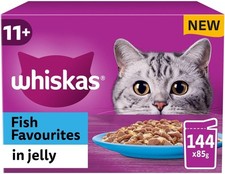 Whiskas 11+ Senior Fish Favourites in Jelly, 144 x 85g Pouches - Wet Cat Food 5.12 per kilo