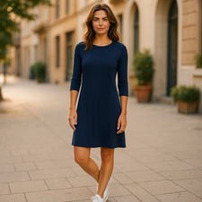 NWOT Women's Michael Kors Dress Small Sheath Navy Blue Gold Zipper Long Sleeve