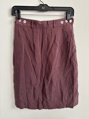 Vintage Silk Midi Skirt Size Small Puce purple