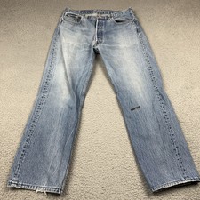 Vintage Levis 501 Jeans Mens 34x32 Blue Denim Made In USA Button Fly Fits 30x28
