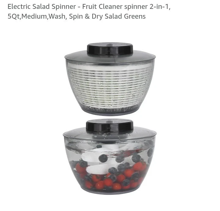 Electric Salad Spinner 5Qt Medium Wash Spin & Dry Salad Greens