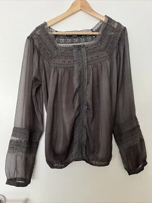 grey longsleeve top with laces from guess - Bild 1 von 4