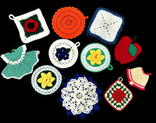 Lot of 11 Crochet Hot Pads Trivets Pot Holders Country Grandma Core Handmade VTG